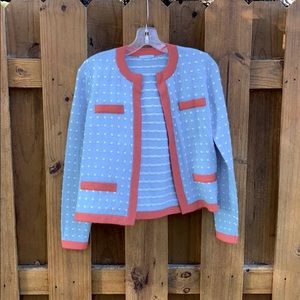 J McLaughlin aqua and orange xs cardigan sweater
